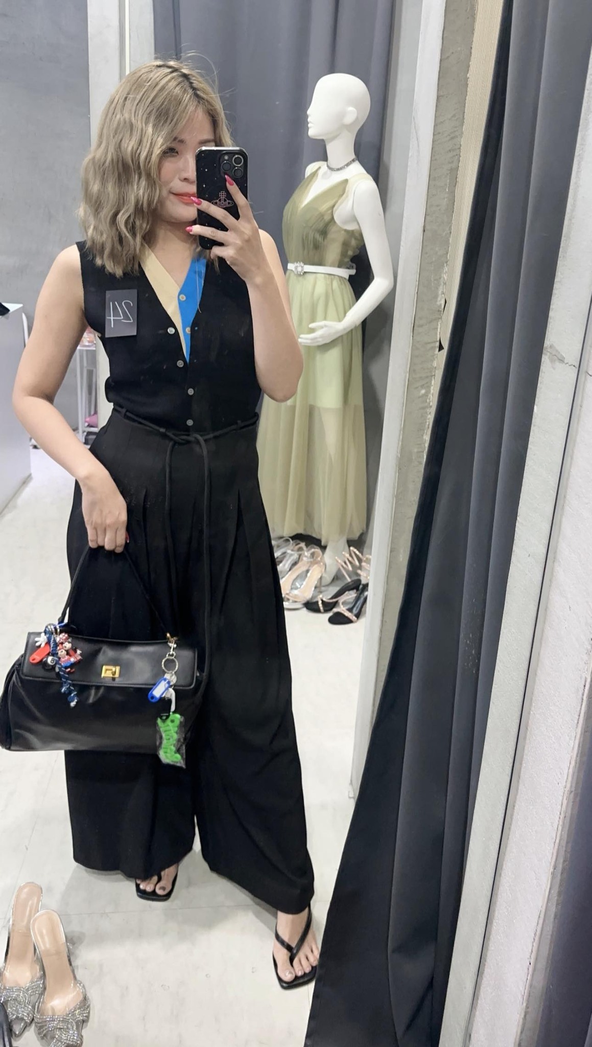 假2件撞色針織背心