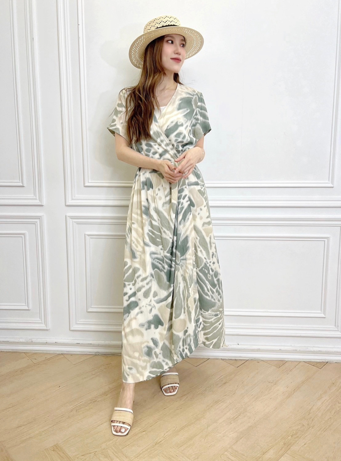 暈染側綁帶洋裝