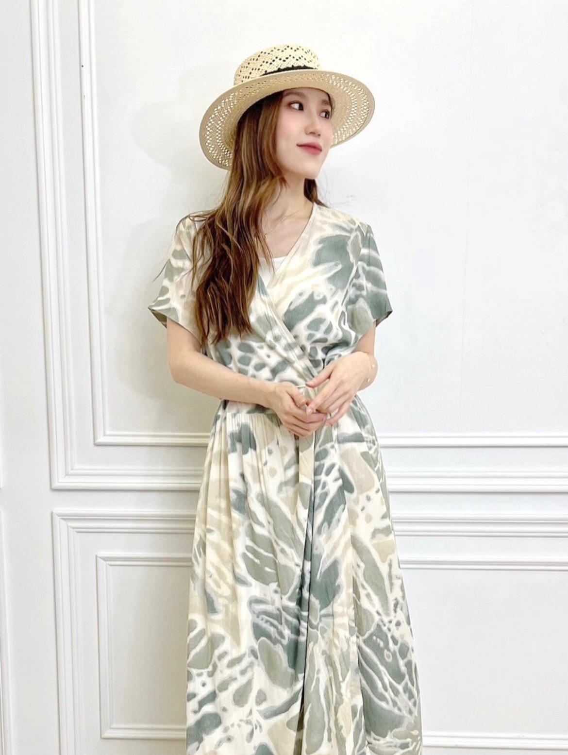 暈染側綁帶洋裝