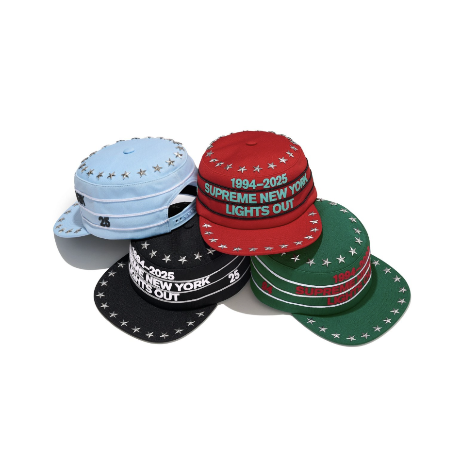 -(B05)-SUPREME STARS STUDDED PILLBOX HAT  星星 藥盒帽 黑色/藍色/紅色/綠色-FW25H67