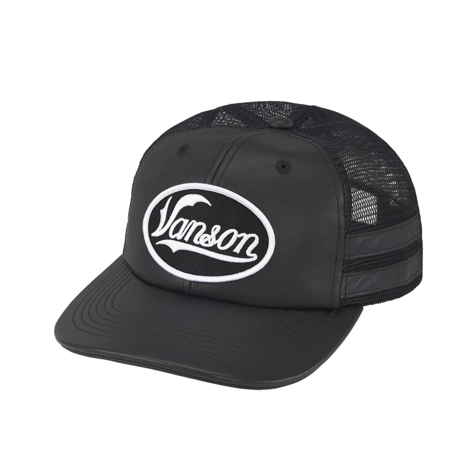 -(B05)-SUPREME VANSON LEATHERS MESH BACK 6-PANEL 皮革 六分割 卡車帽 黑色/藍色/粉色-FW25H79