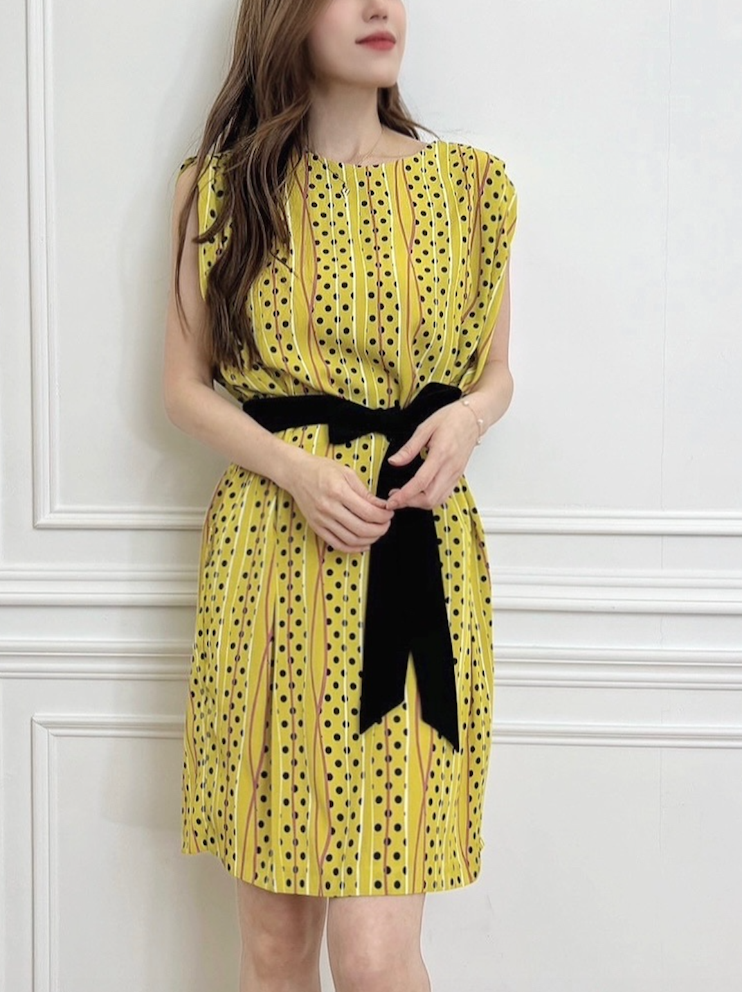 點點條紋綁帶洋裝