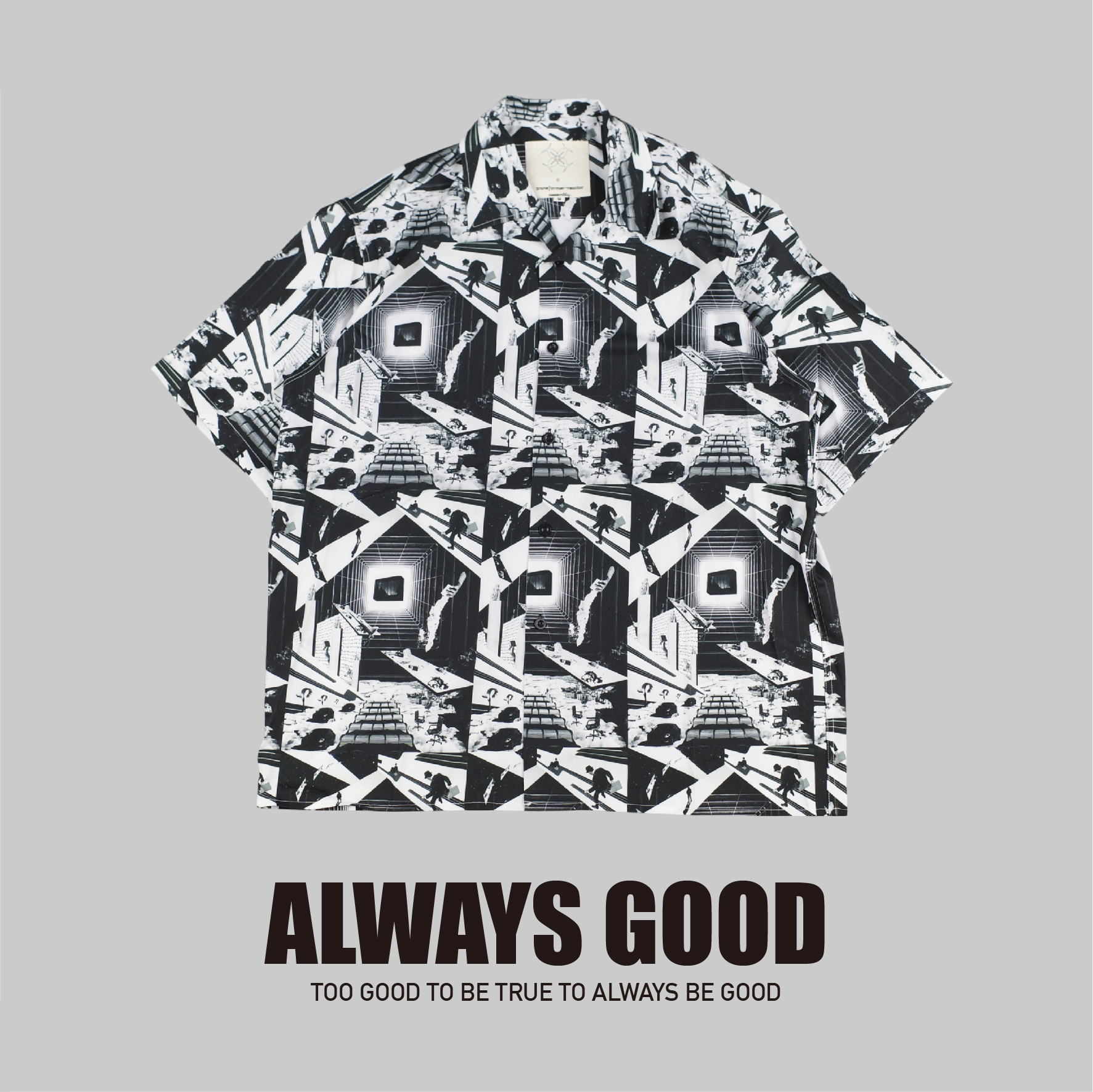 『Always_Good』夢境空間 滿版 印花 短袖襯衫