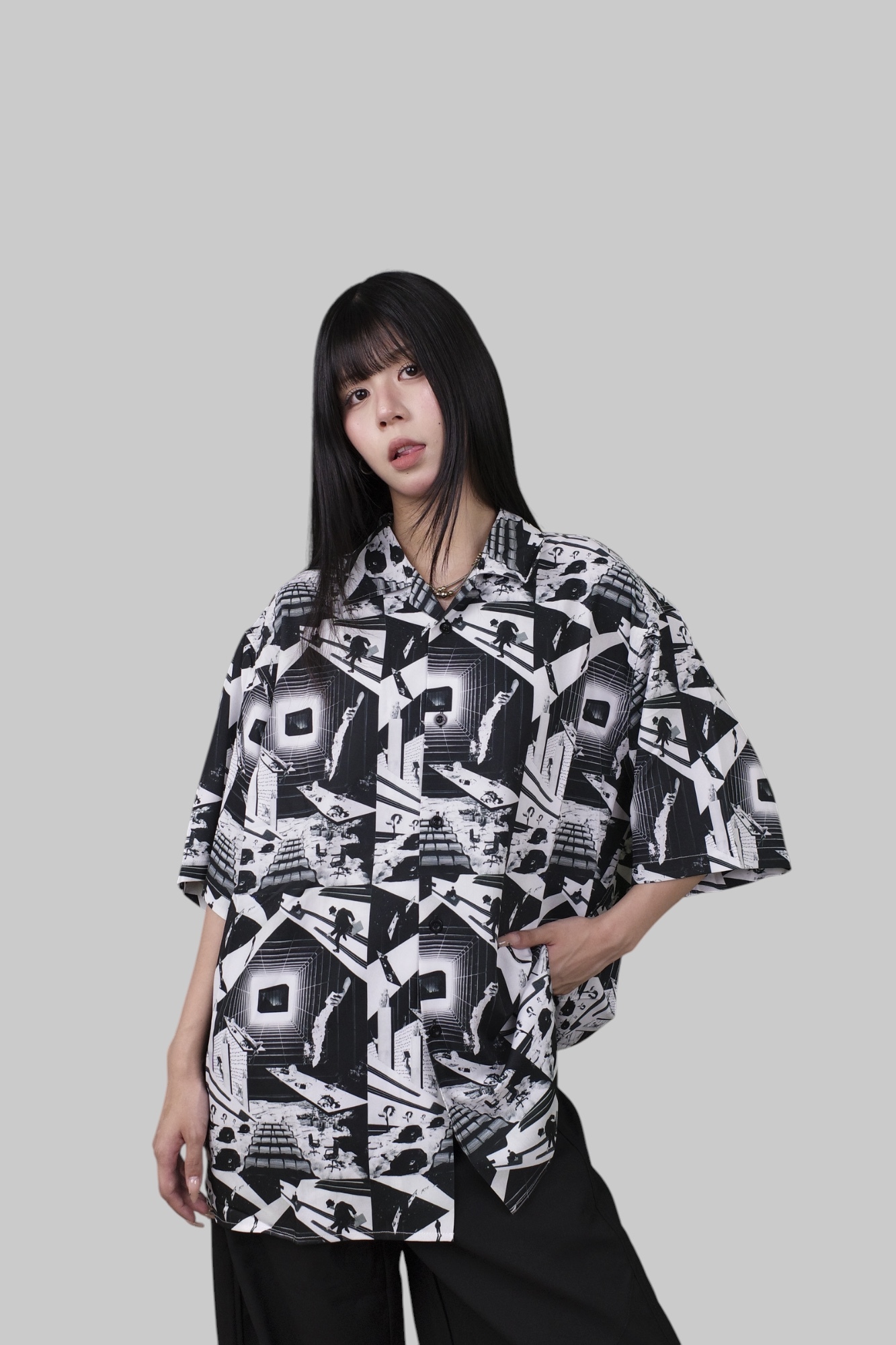 『Always_Good』夢境空間 滿版 印花 短袖襯衫