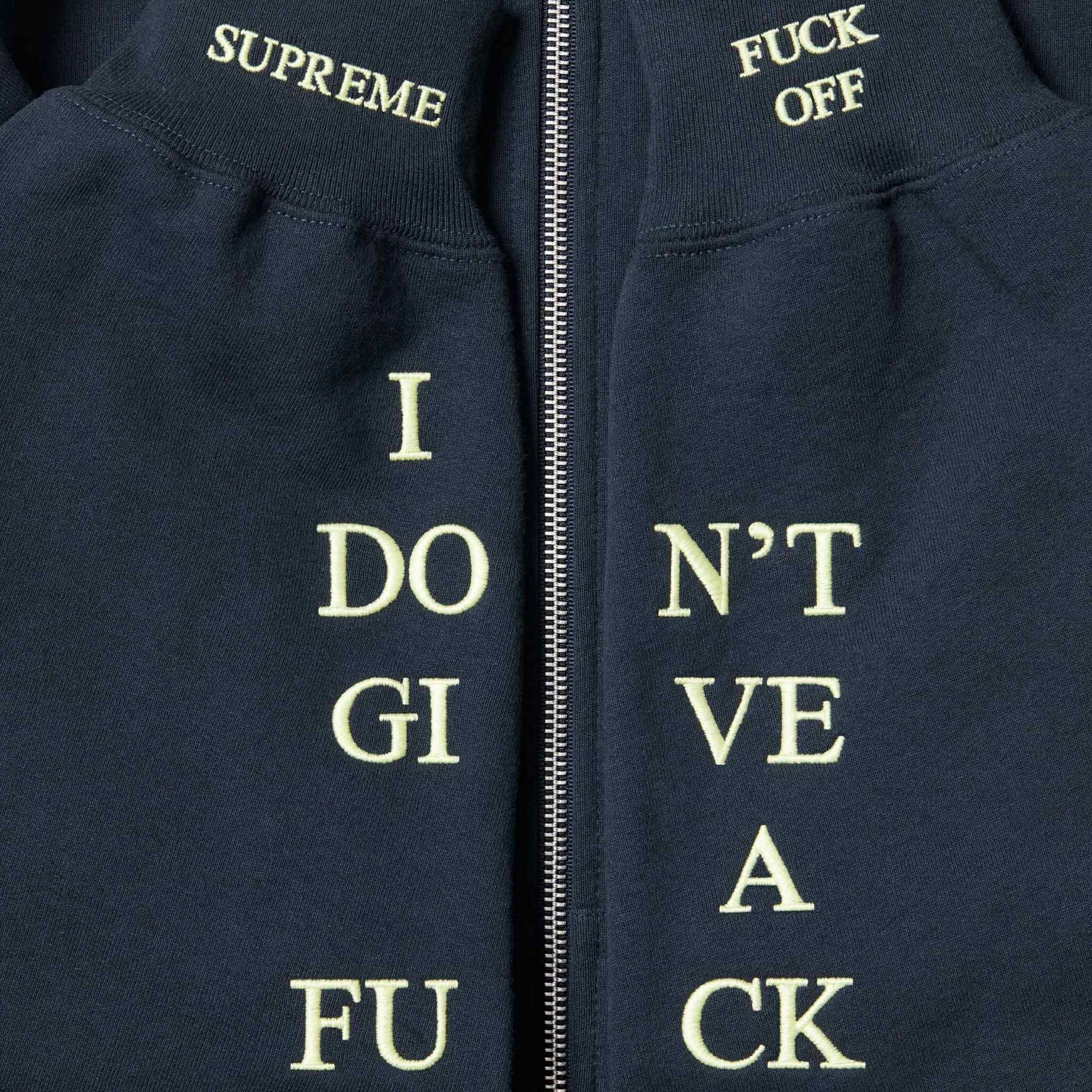 Supreme IDGAF Zip Up Hooded Sweatshirt Supreme IDGAF Zip Up Hooded 