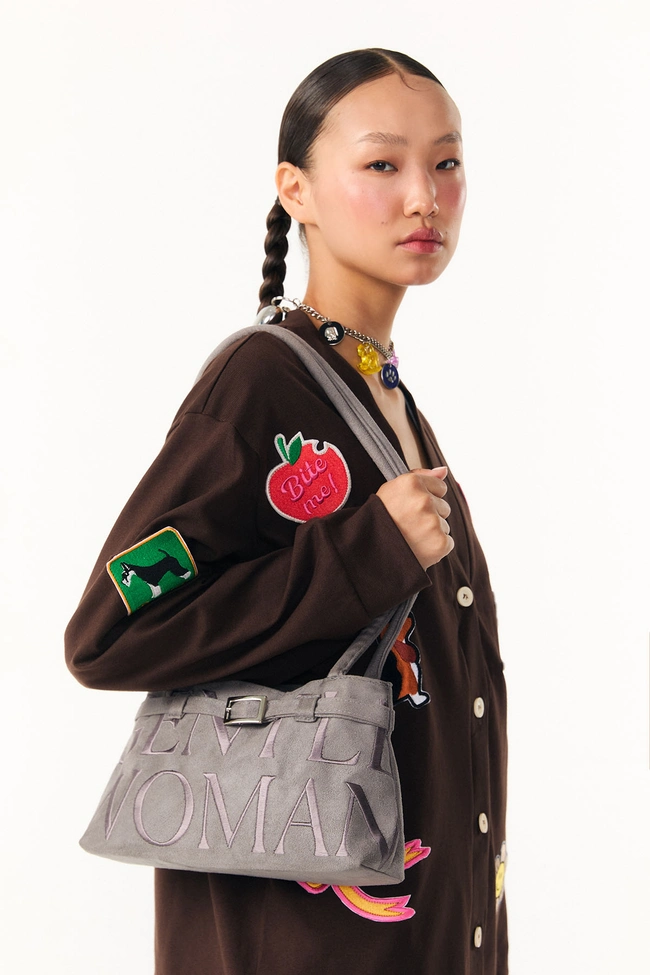 Gentle Woman Suede Ballerina Bag (Grey)