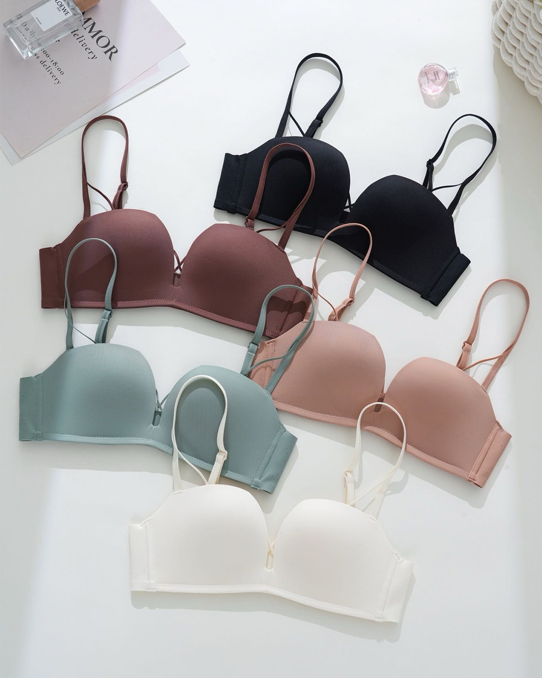 Allure時尚無痕純欲百搭無鋼圈內衣套裝-深膚(5色)