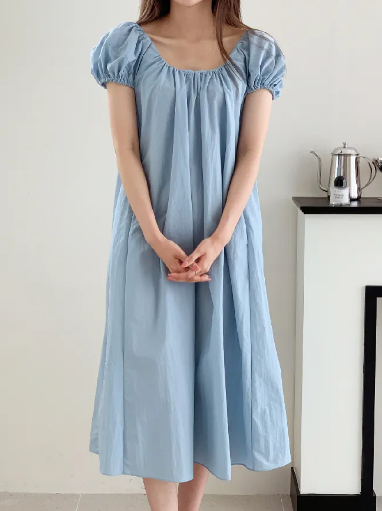 ❲現貨❳ 甜美的法式澎袖涼爽長裙 2色