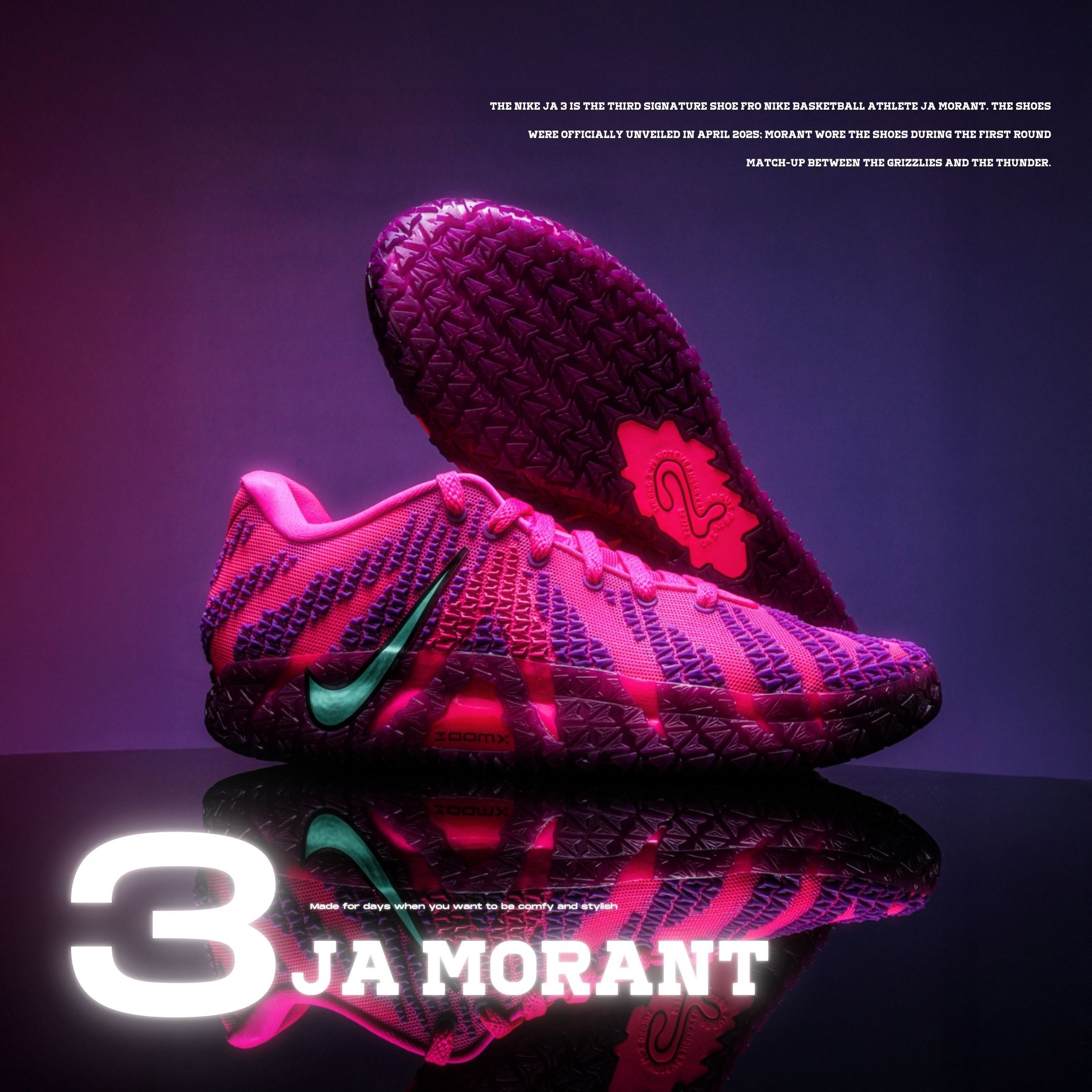 NICEDAY 代購 NIKE JA 3 Max Volume 莫蘭特 紫粉 籃球鞋 實戰 男鞋 隕石 HF2794-600