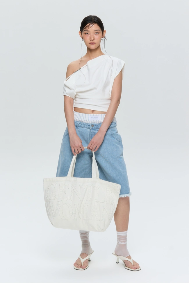 Gentle Woman Denim Tote Bag (Snow)