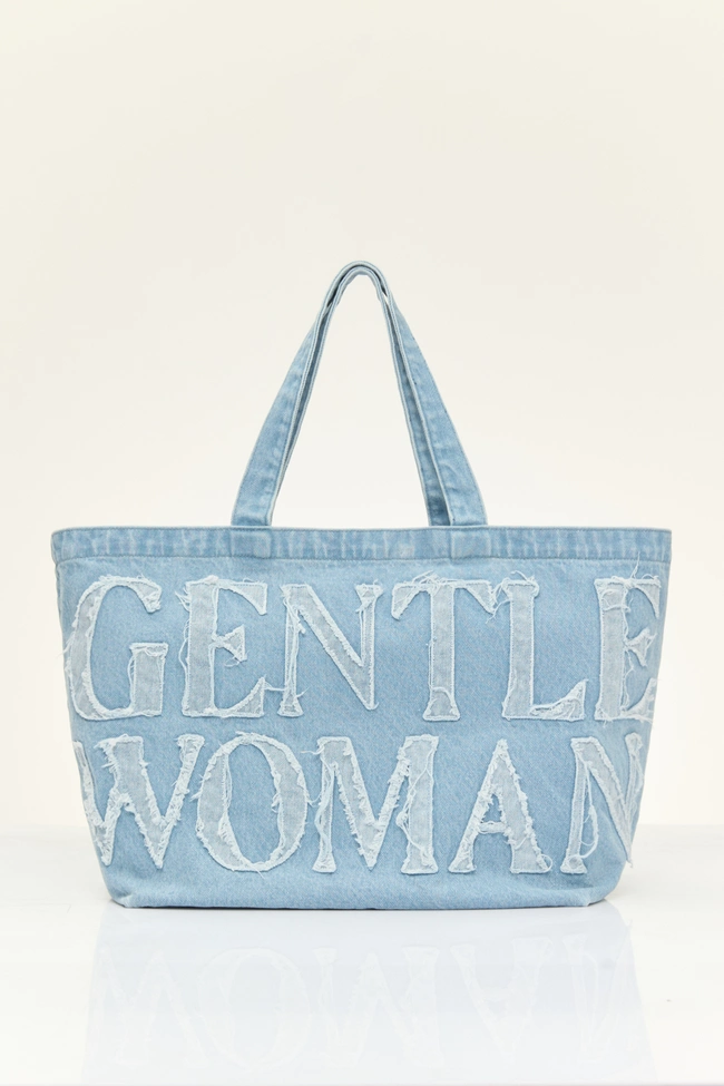 Gentle Woman Denim Tote Bag (Sky Blue)