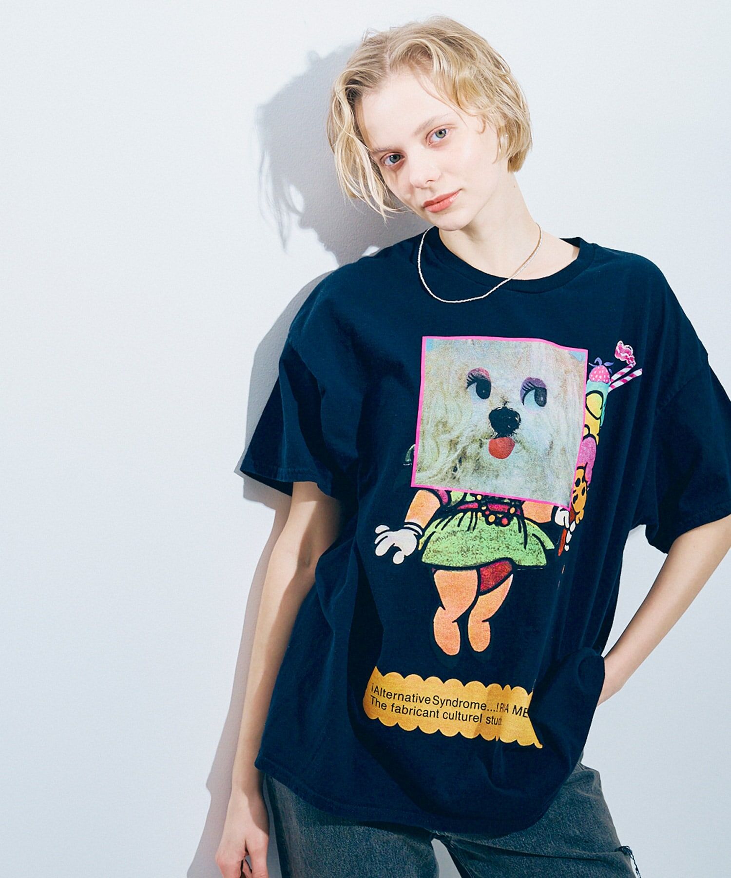 趣味毛茸茸的臉印花上衣