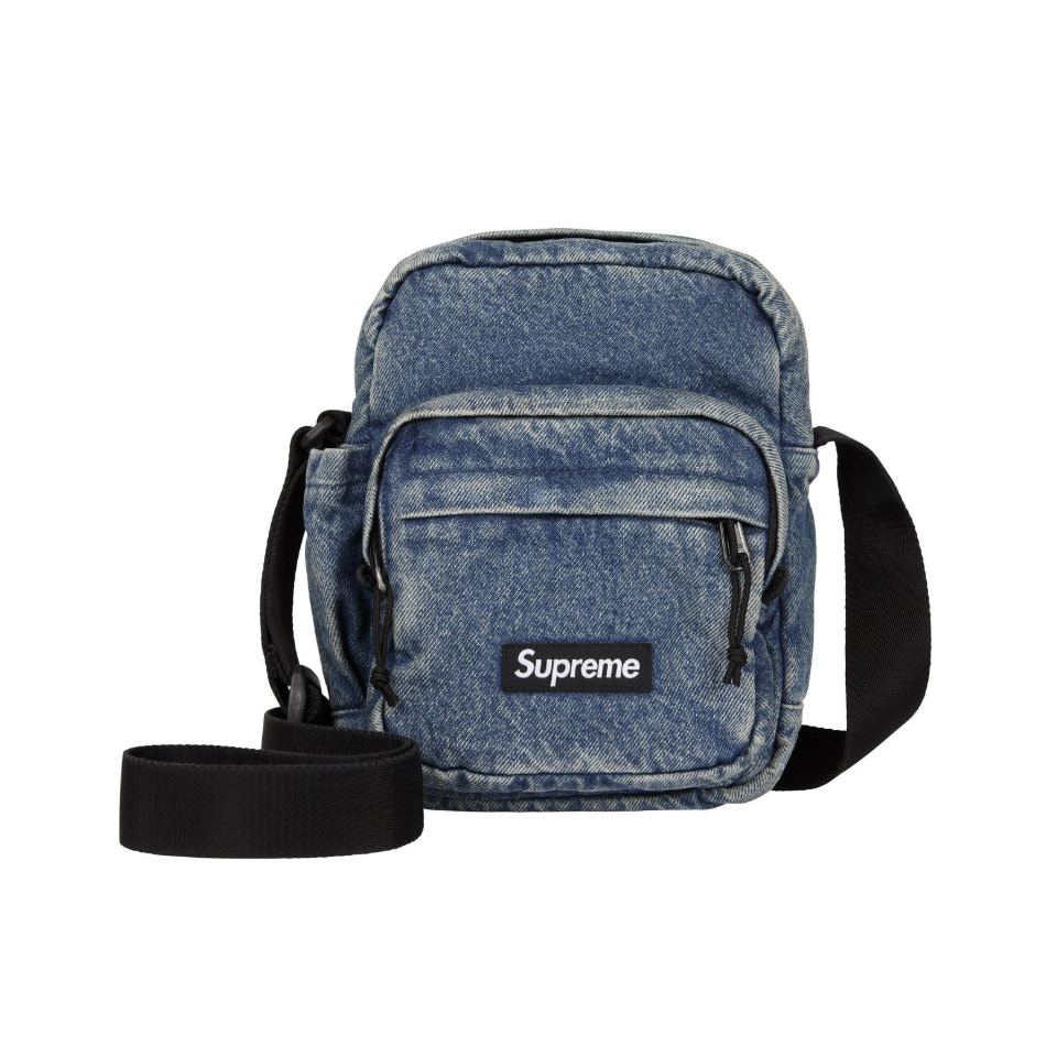 -(C06)-SUPREME DENIM CORDURA SHOULDER BAG 單寧 肩背包 黑色/單寧藍/白色/落葉-FW25B4
