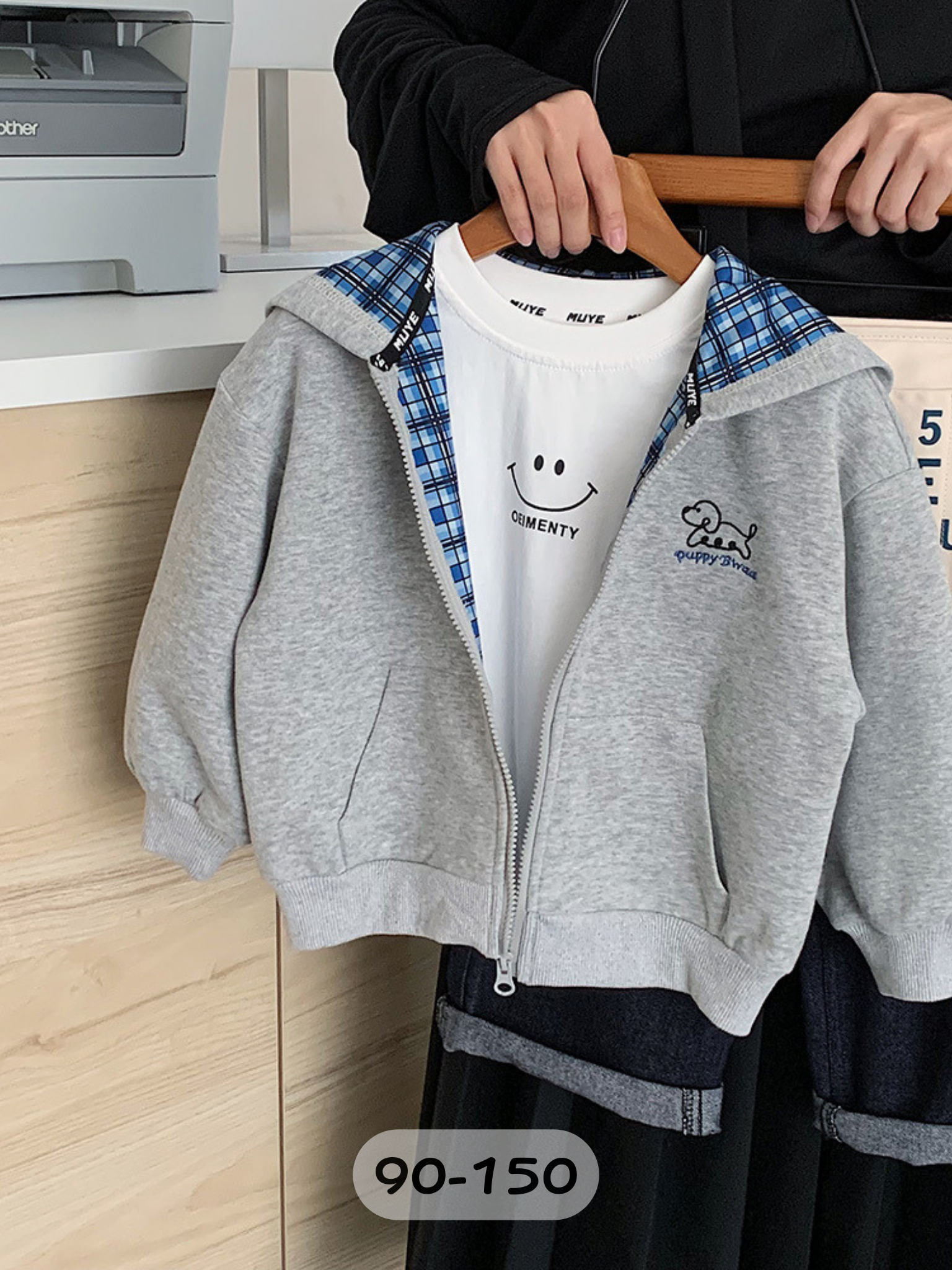 灰灰藍格狗 連帽外套