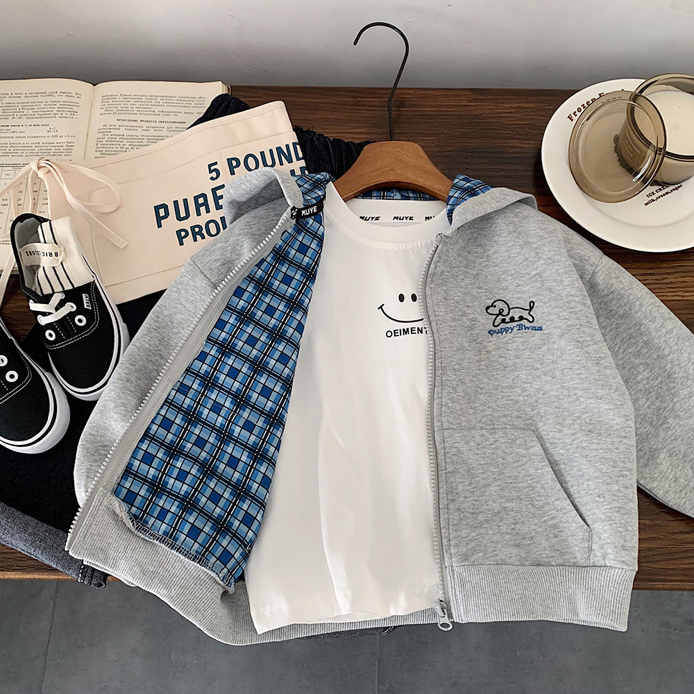 灰灰藍格狗 連帽外套