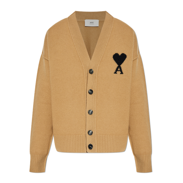 1LN0830-004 AMI Alexandre Mattiussi Wool Cardigan Brown #UKC367-018-288 (BR)