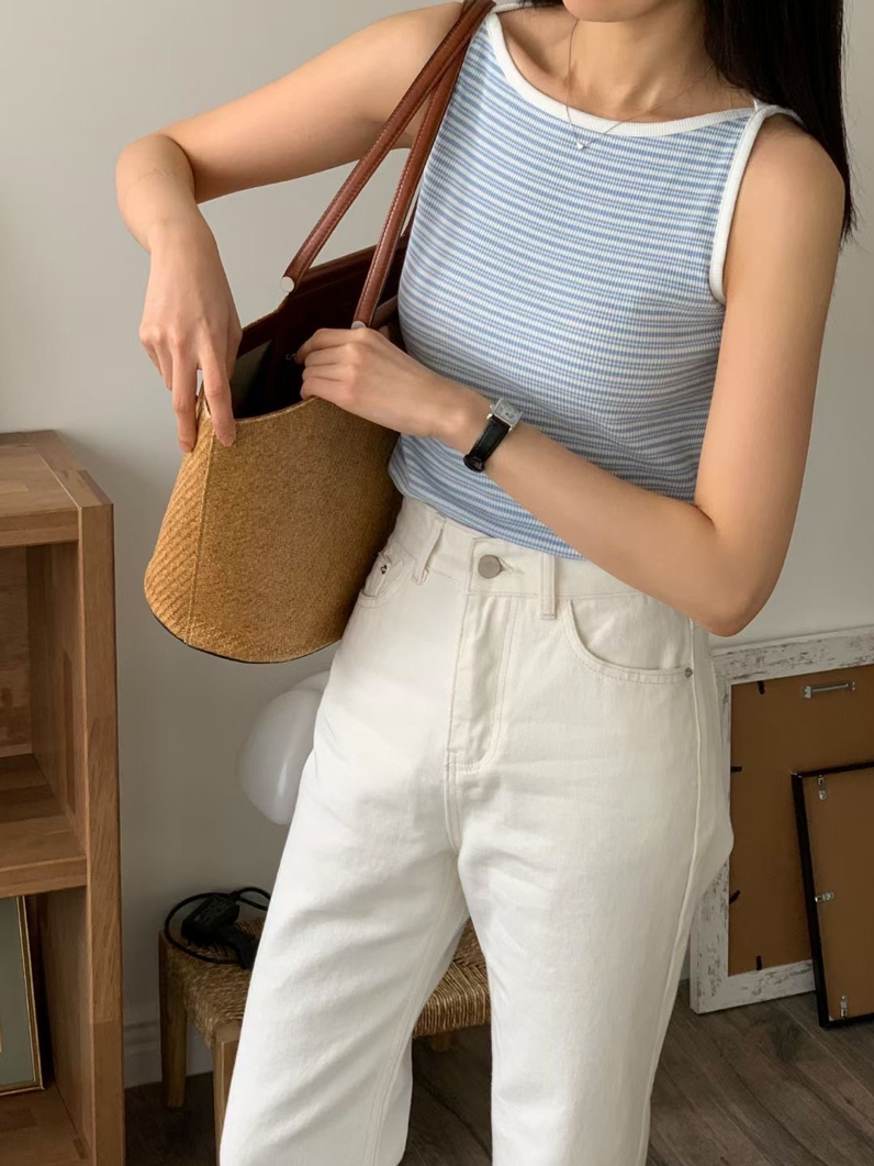 #228N376 妥妥包覆好！粗幼橫間背心