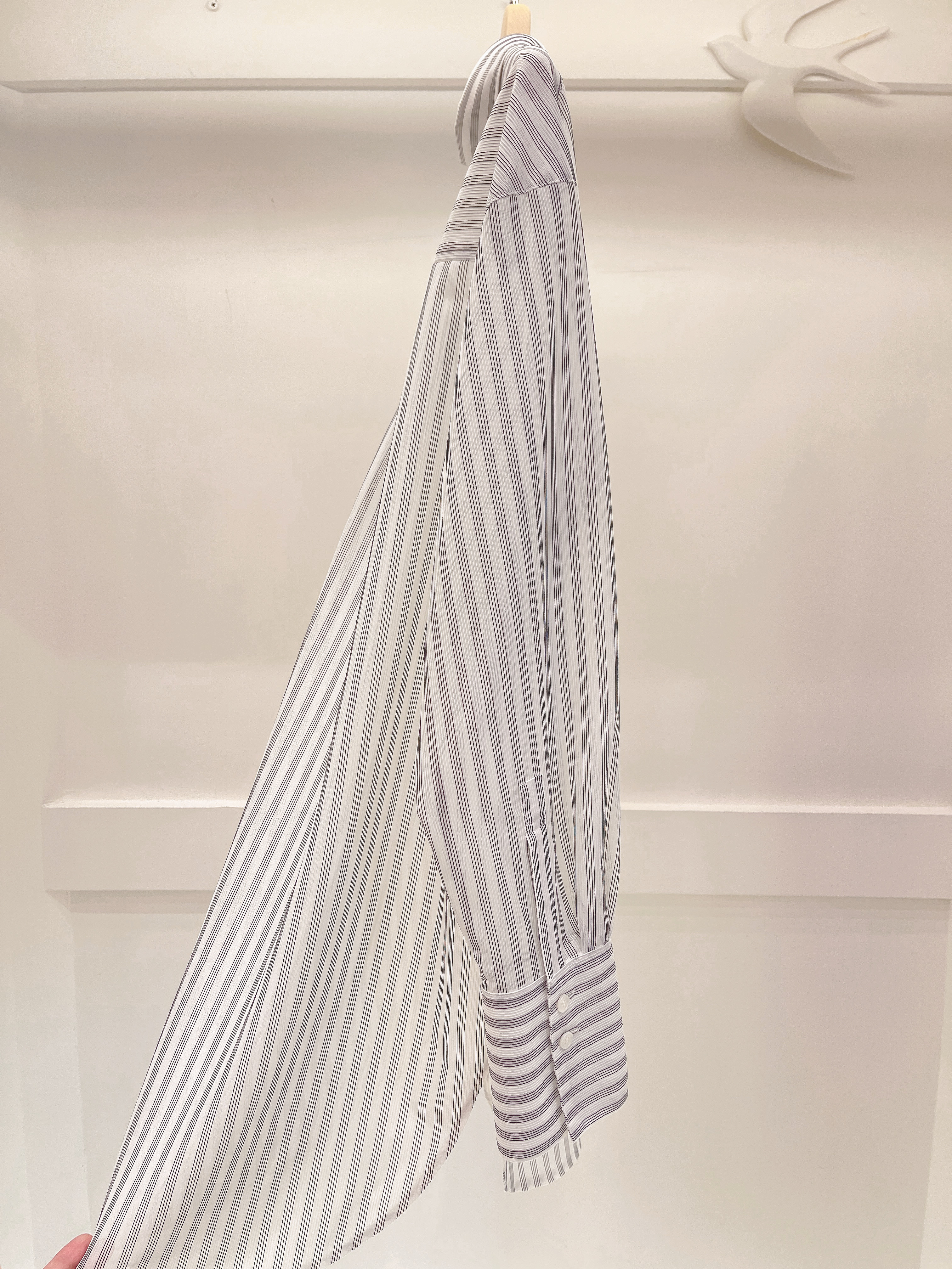 直條紋透紗襯衫