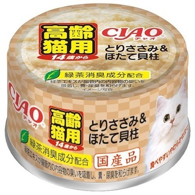 CIAO 貓罐頭．14歲高齡貓 雞肉+帶子75g #M-53