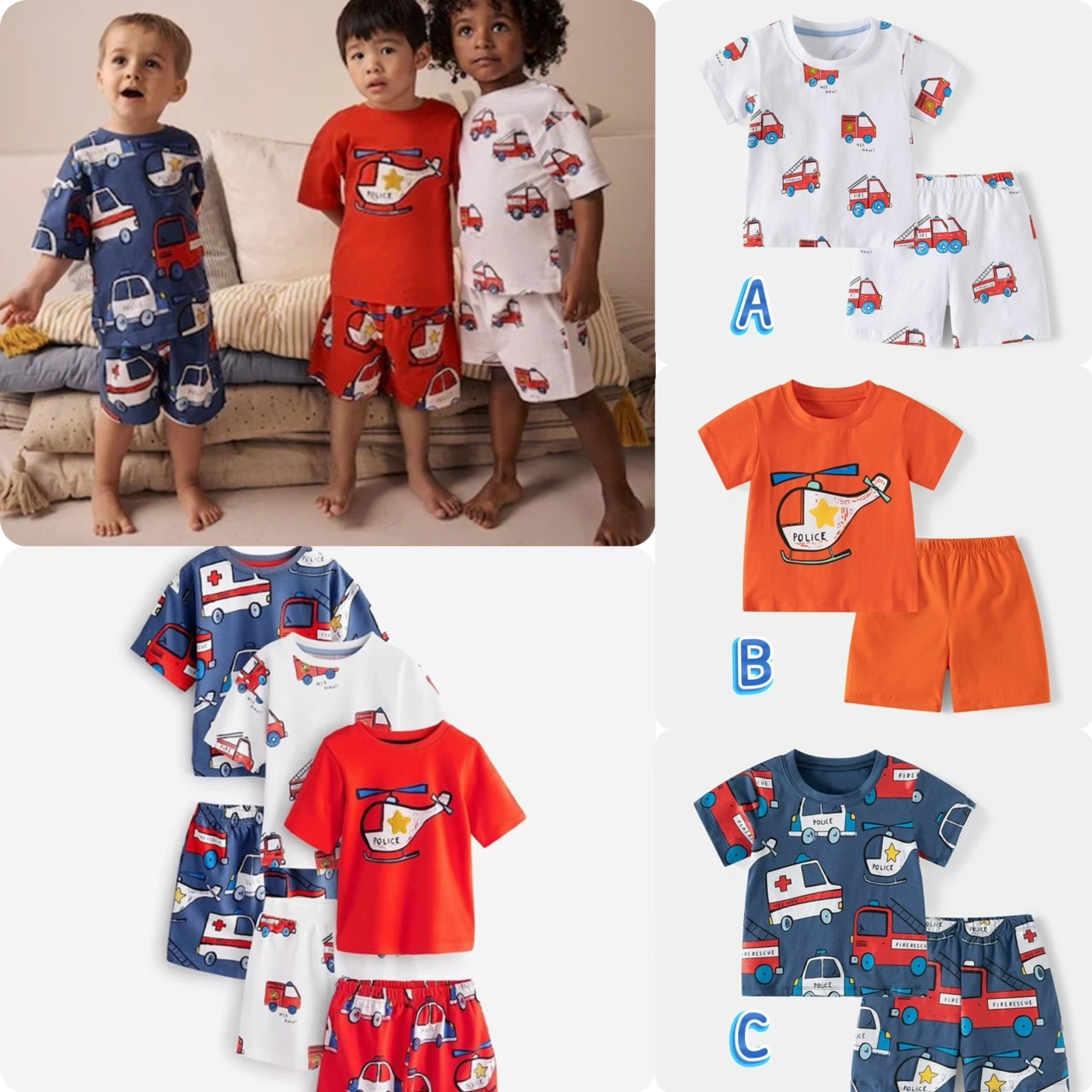 男童交通工具短袖家居服套裝 -2502179
