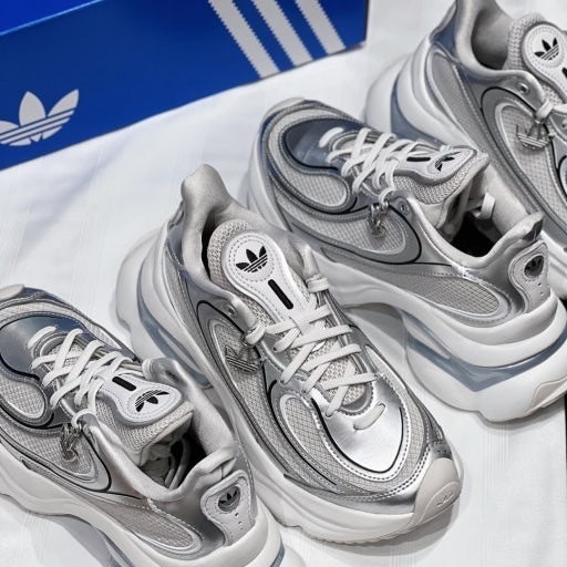 【Luxury】ADIDAS ORIGINALS OZVENUZW 老爹鞋増高銀 KIO557 KI0583 蝴蝶鞋 液態銀色 黑金 厚底增高 舒適軟底