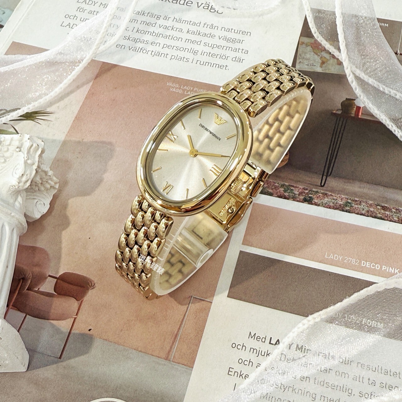 【EMPORIO ARMANI 亞曼尼】 法式優雅橢圓腕錶AR11707  25mm 現代鐘錶