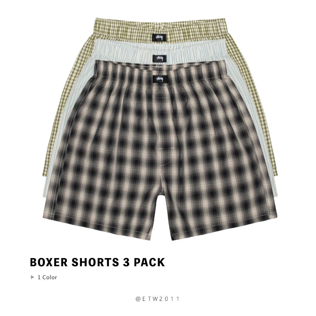 ☆ETW☆【EASY TO WEAR】Stussy 25SS BOXER SHORTS 3 PACK 格紋 條紋 LOGO 內褲 三件一組