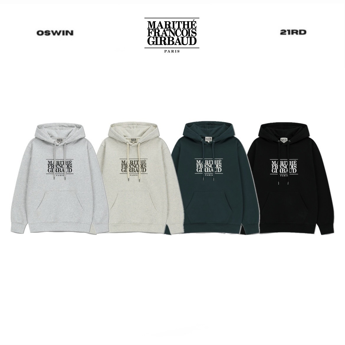 韓國 Marithe FRANCOIS Girbaud  經典LOGO 長袖帽T