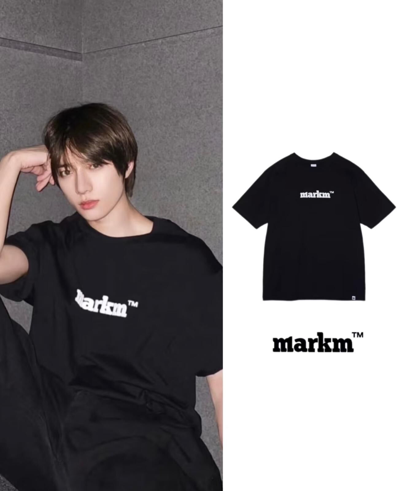 【預購】AKR121801 markm 大LOGO男女同款短袖上衣 (黑色)