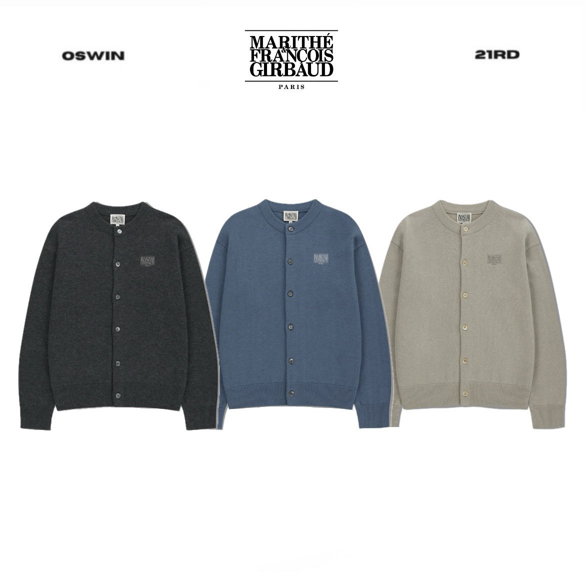 韓國 Marithe FRANCOIS Girbaud  簡約小標 開襟針織長袖上衣