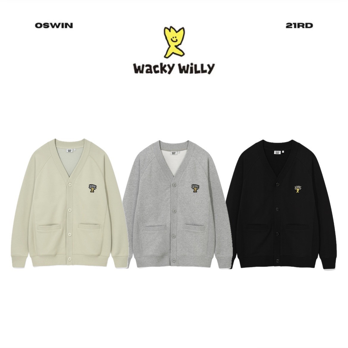 韓國 Wacky Willy 小飛人 刺繡V領針織開衫