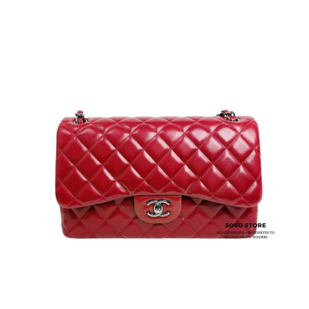 Chanel Classic Flap Jumbo Bag - Red / Shw