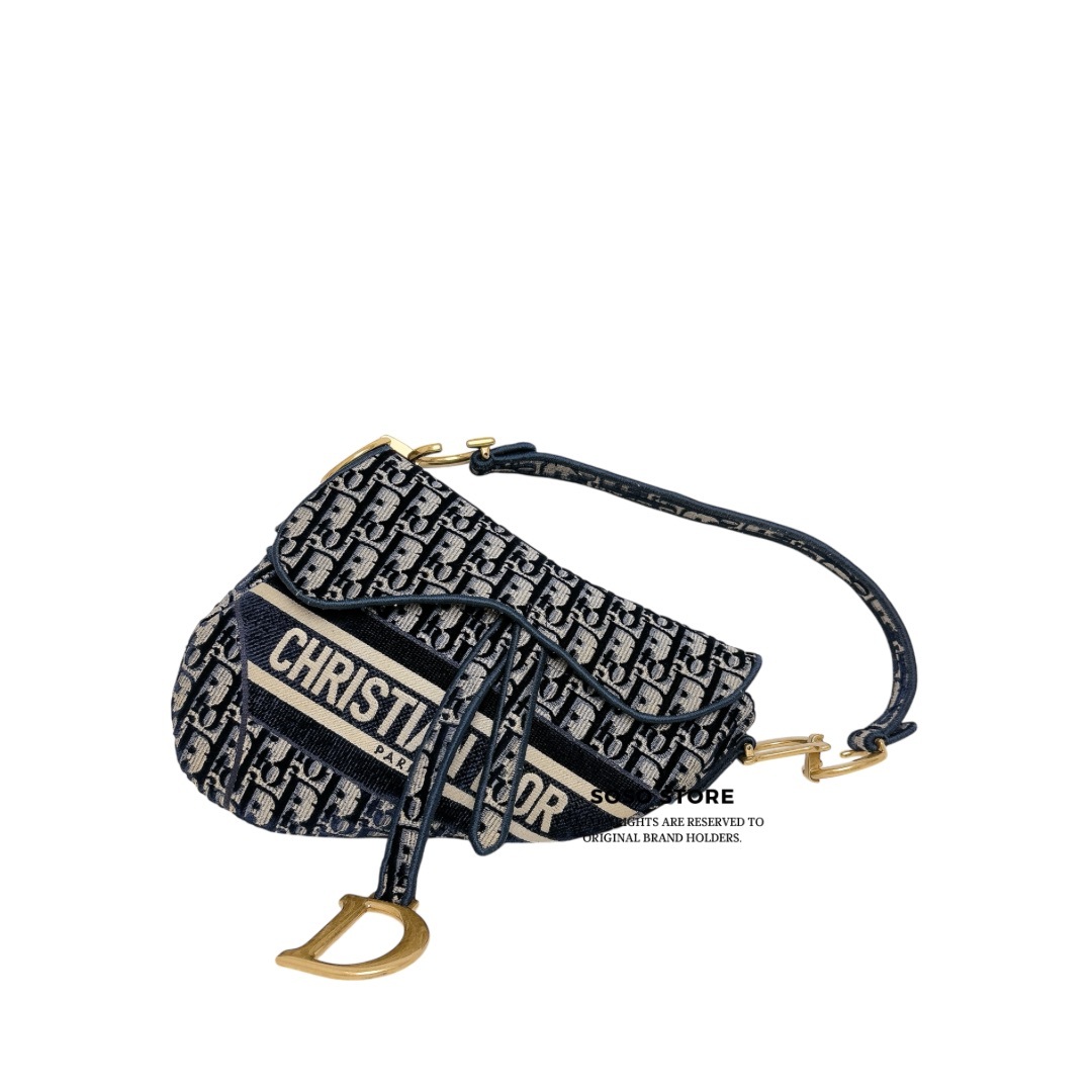 Dior Saddle Bag - Navy / Ghw
