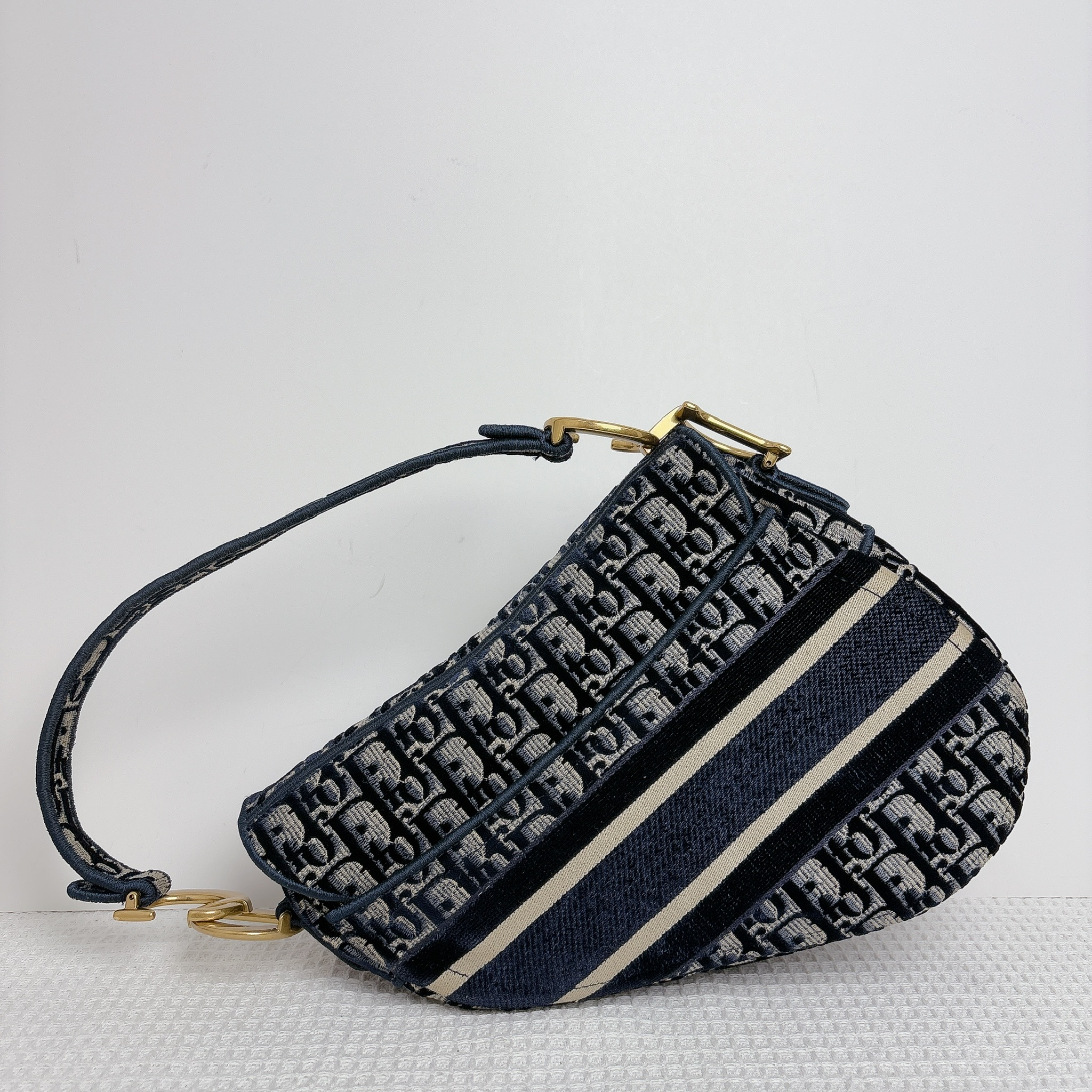 Dior Saddle Bag - Navy / Ghw