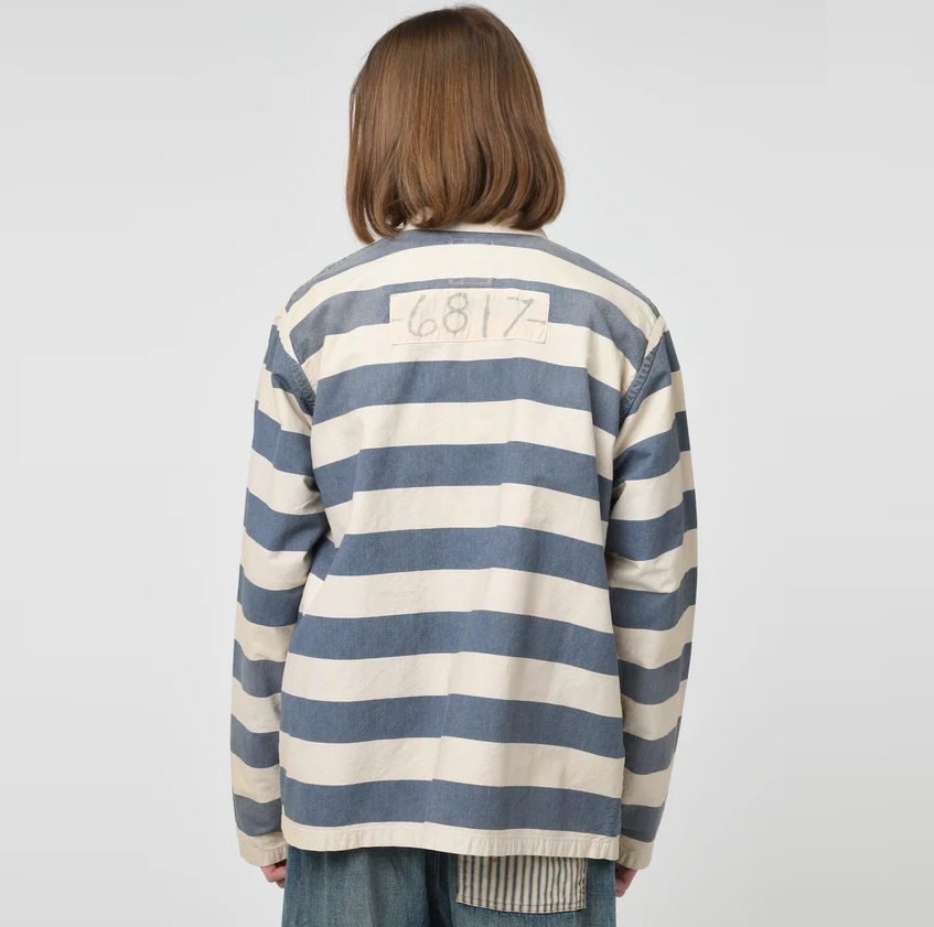8/30 RELEASE: BOWWOW 2025 A/W BLUE STRIPE PRISON JACKET AGED - PRE ORDER ITEM (預訂中)