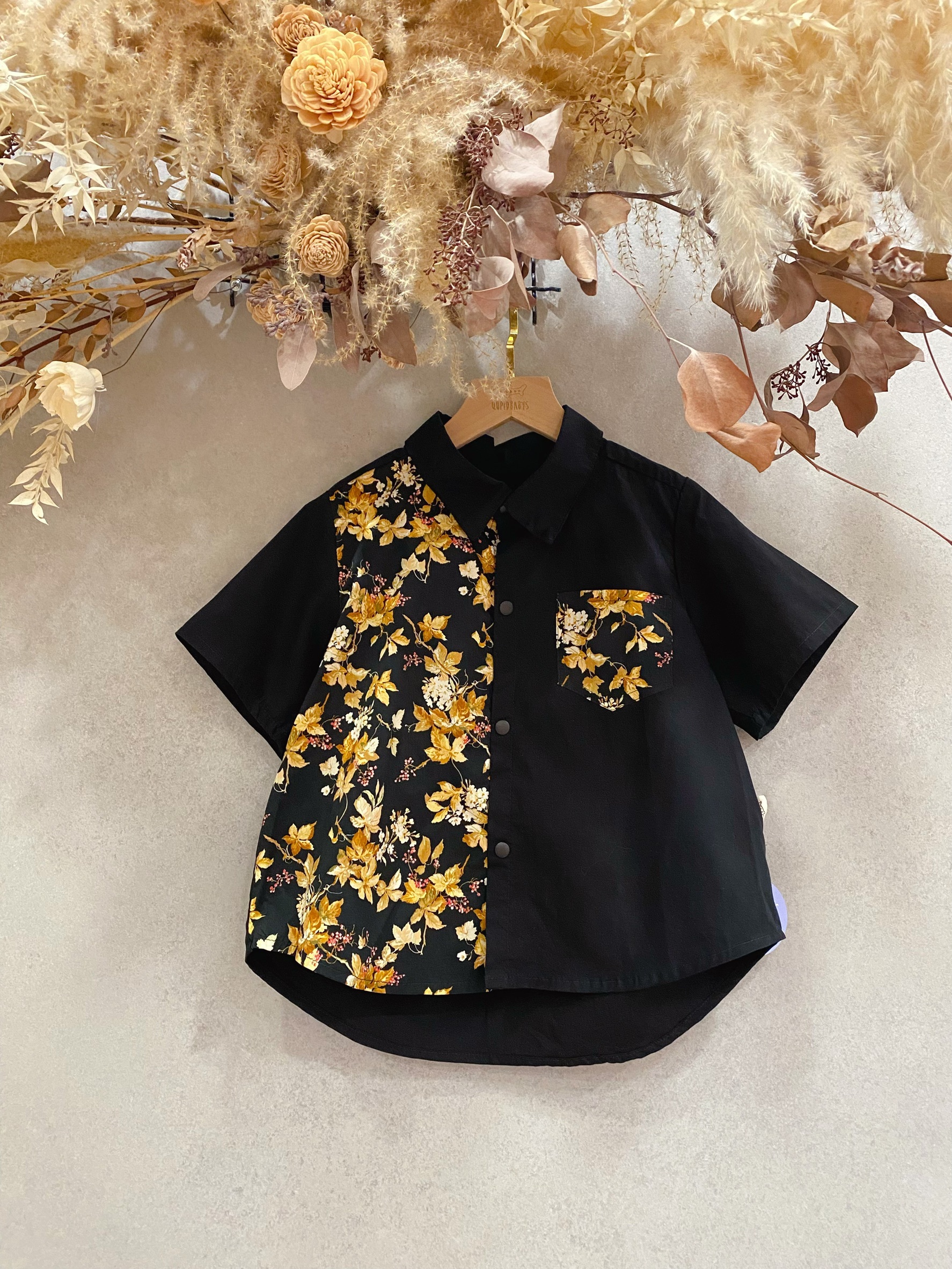 秋葉 拼接短袖襯衫（130）