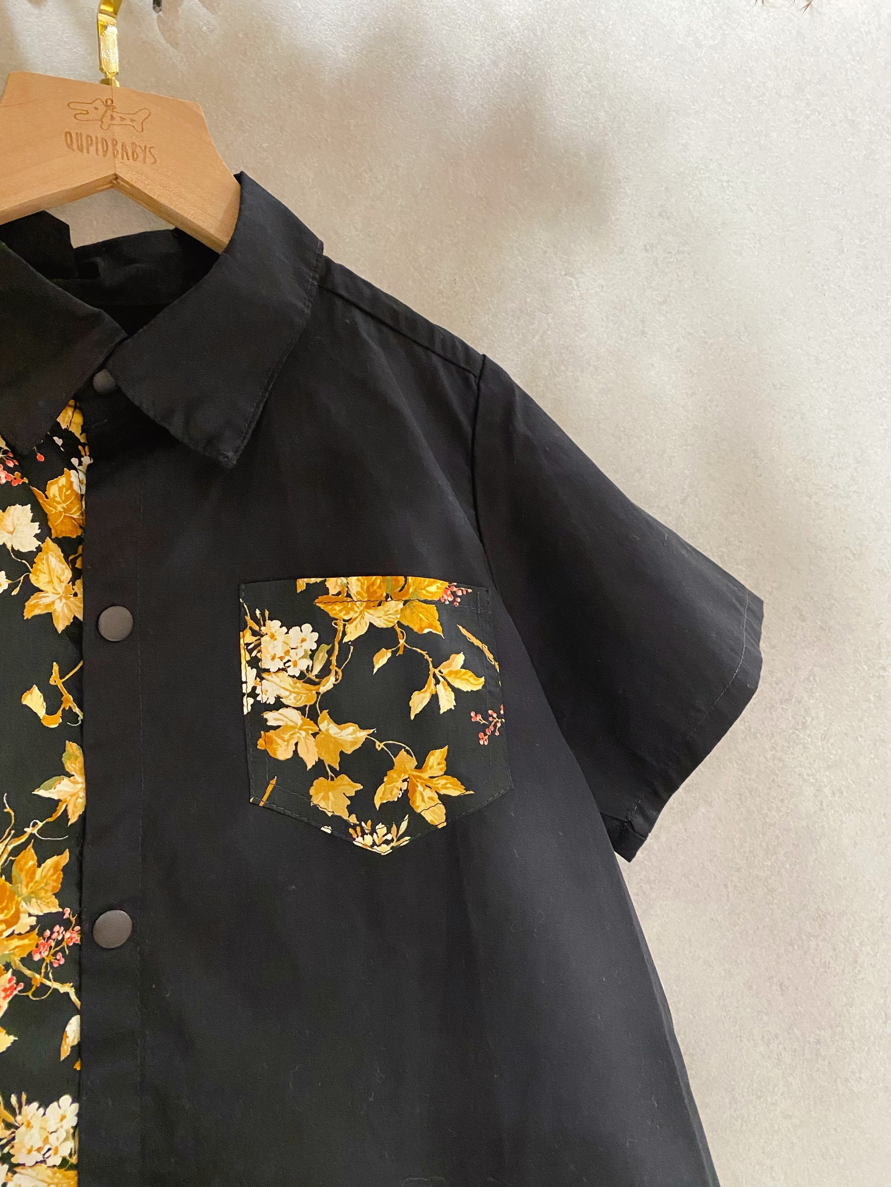 秋葉 拼接短袖襯衫（130）