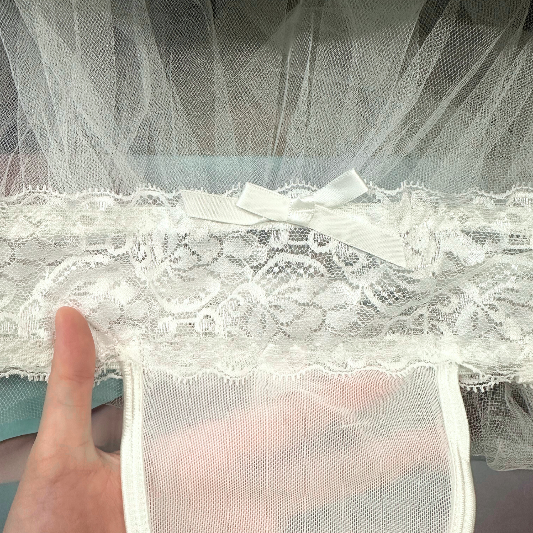 純情花嫁蕾絲透視婚紗套裝 (#40013)