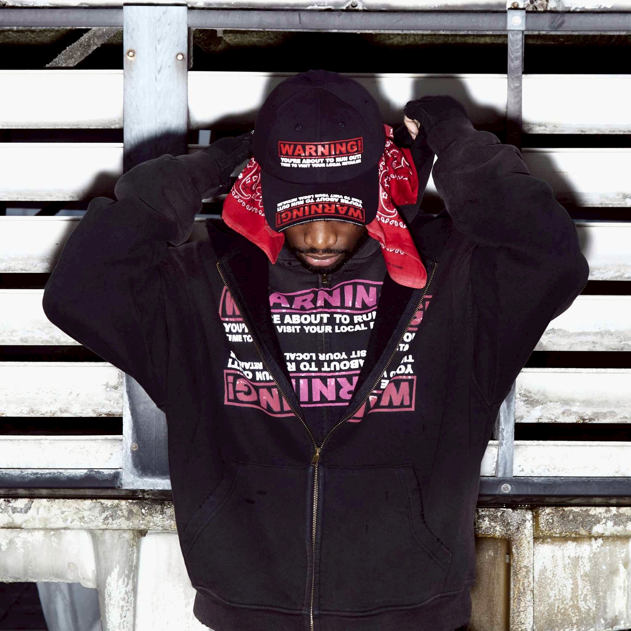 Bornrich WARNING CAP 警語切割做舊棒球帽