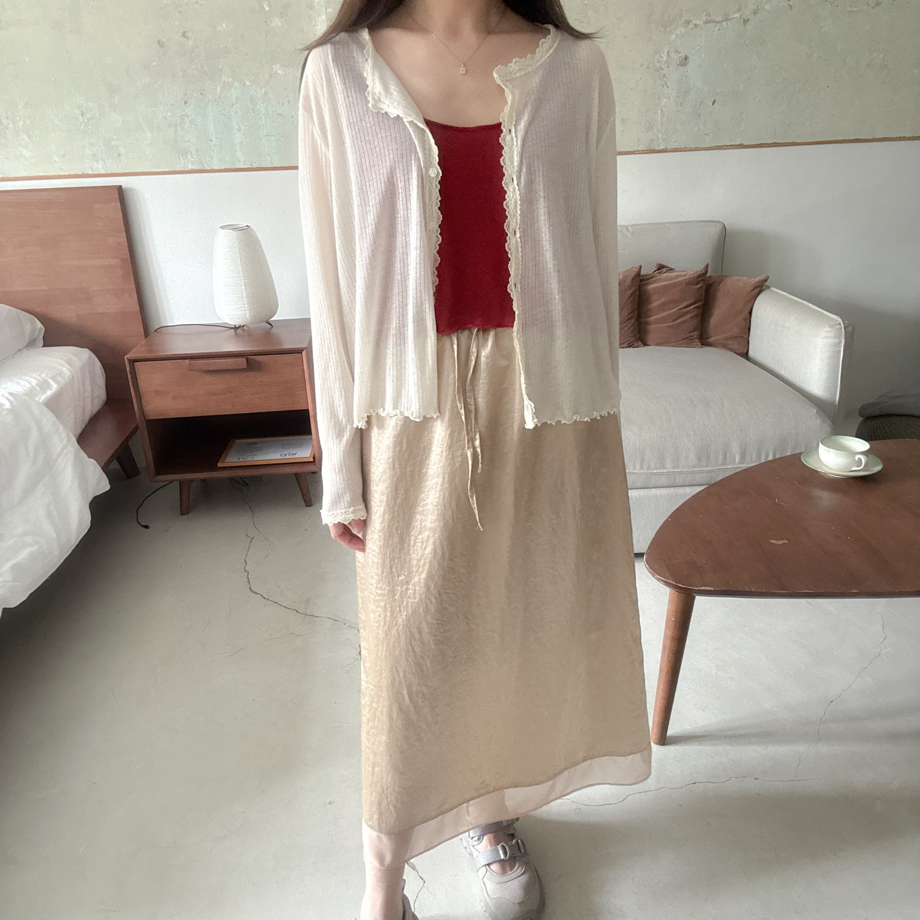 光澤面直身長裙