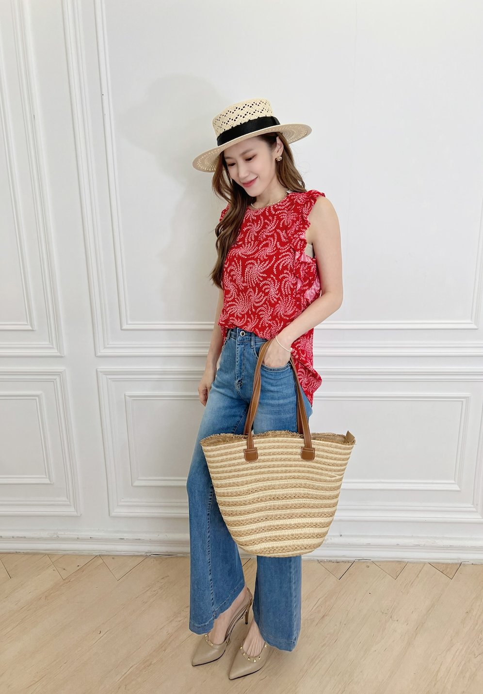 荷葉涼感印花背心