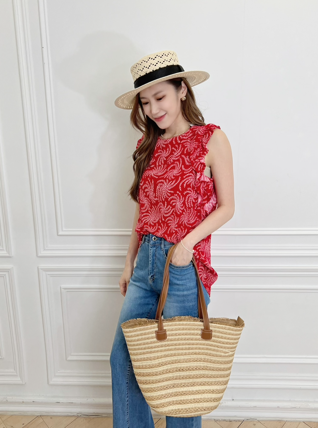 荷葉涼感印花背心