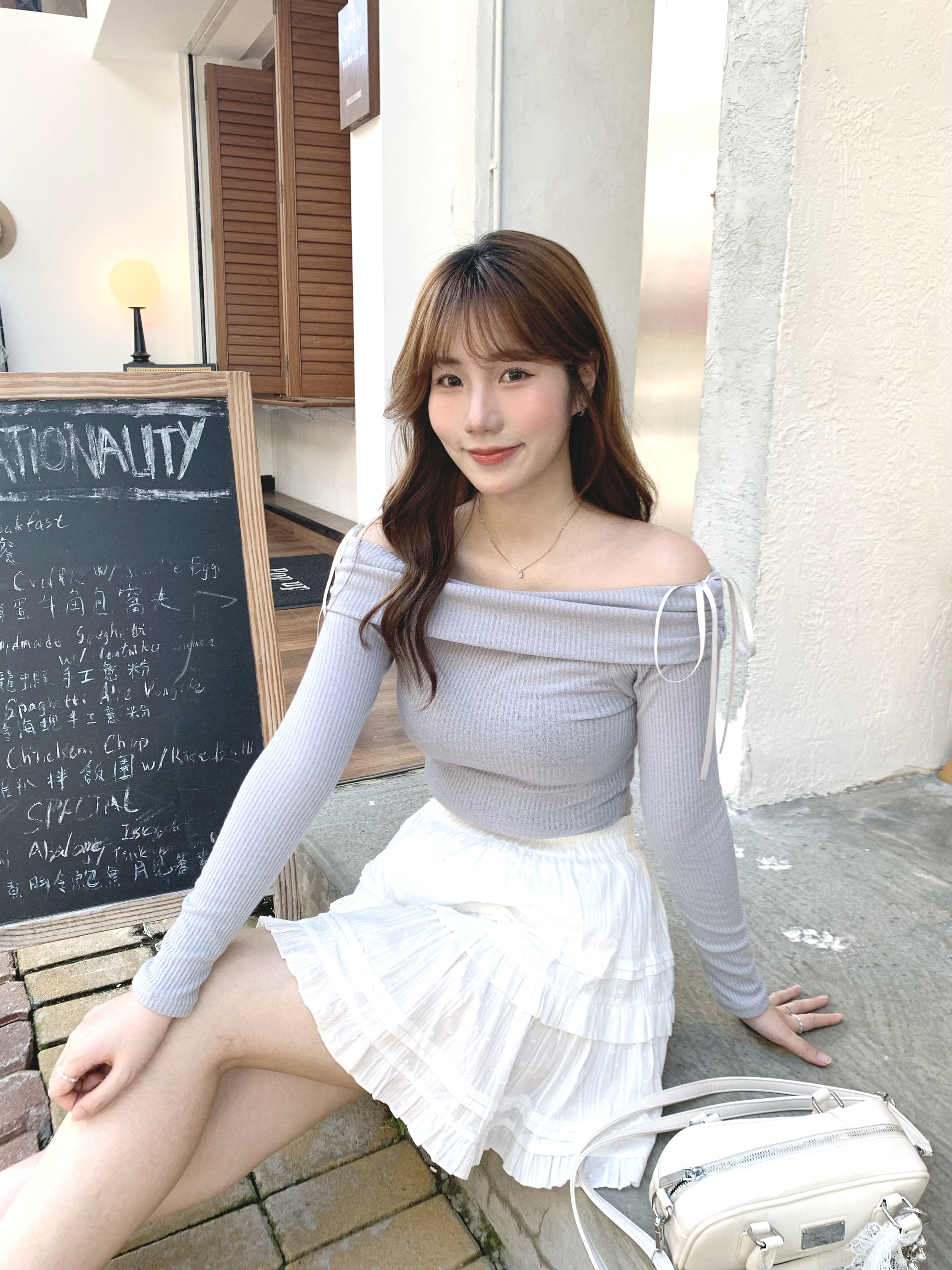 T1116｜約會必備蝴蝶結一字膊上衣 ༘ ೀ⋆.˚