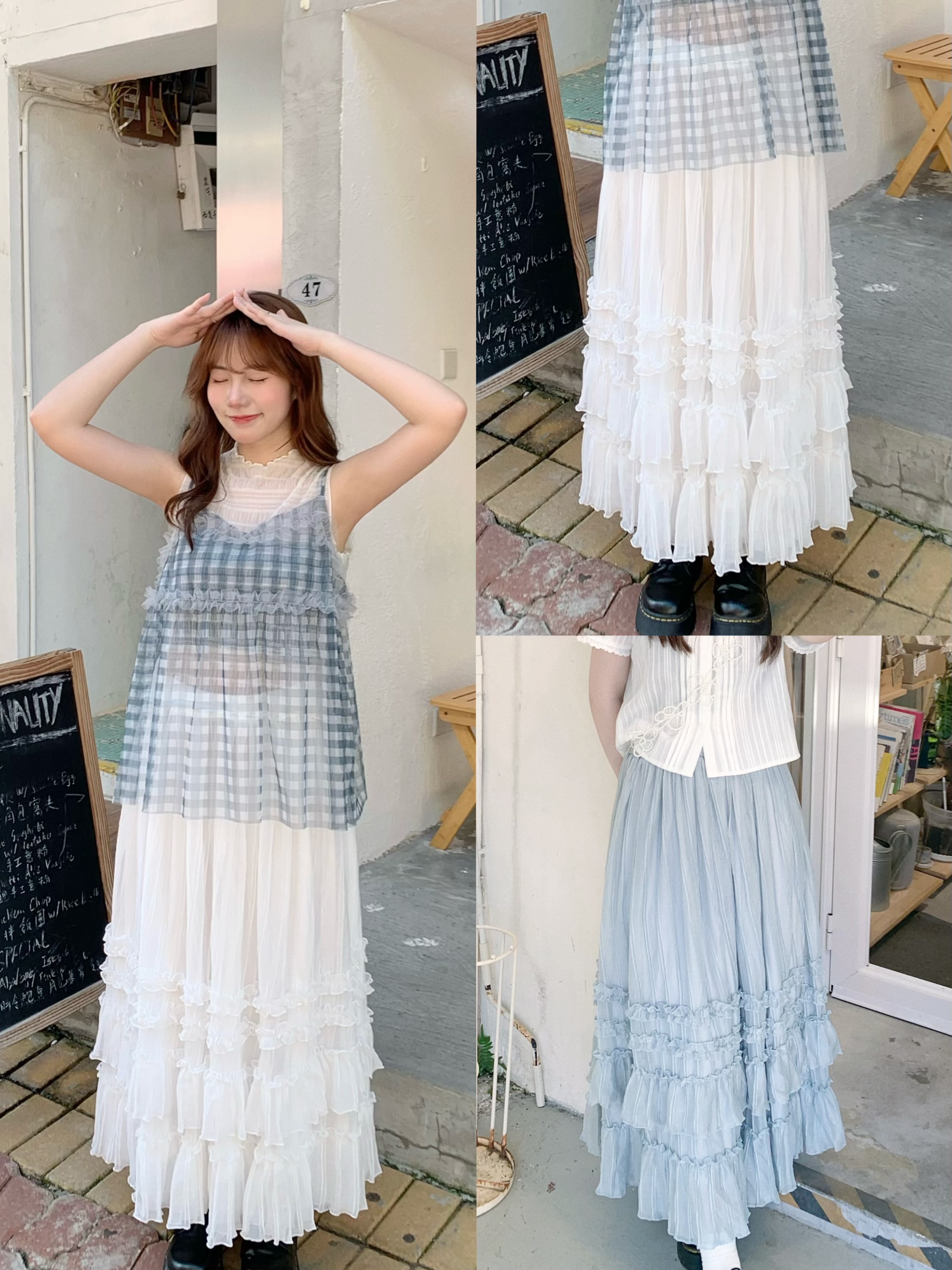 BM001｜BM獨家款 ₊˚⊹♡ double ruffle柔軟感長裙
