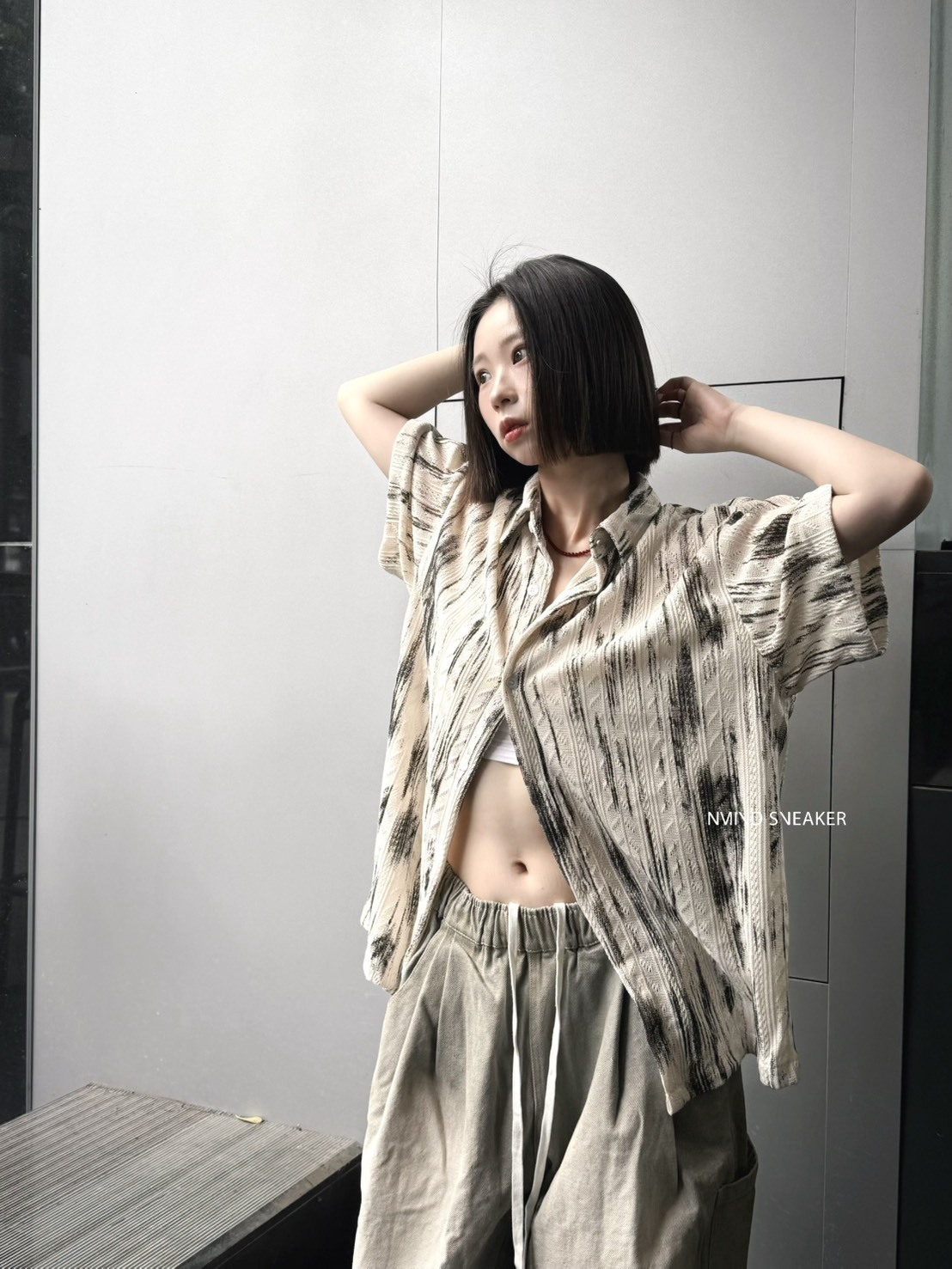 <勤美熱賣款🔥> 復古鏤空針織潑墨襯衫