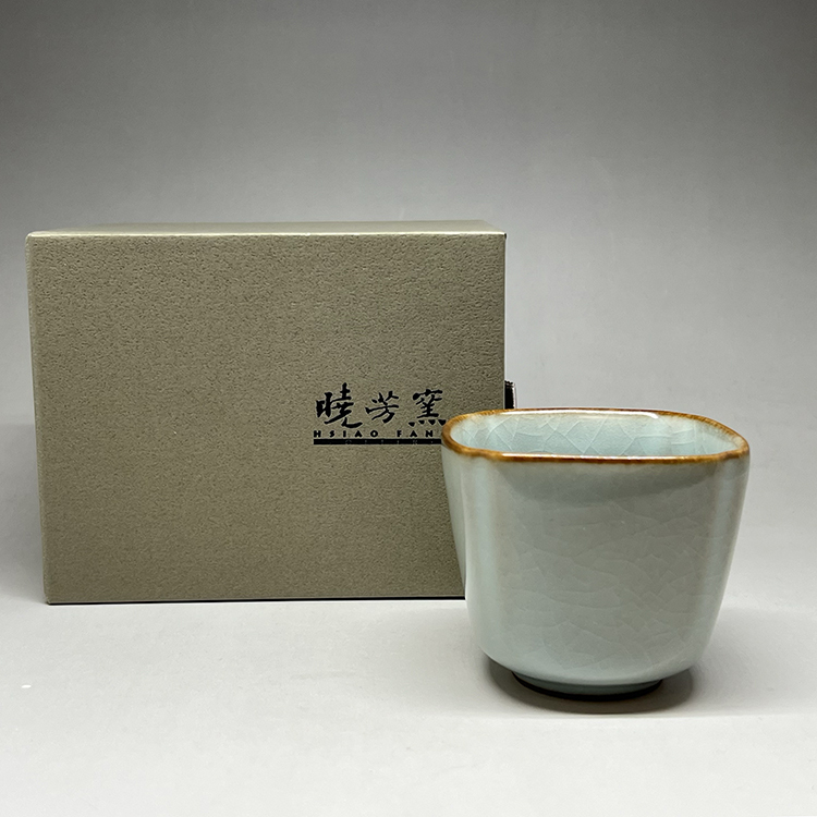 茶香自在】曉芳窯蔡曉芳大師汝窯四方高杯單杯曉芳窯作品收購寄賣