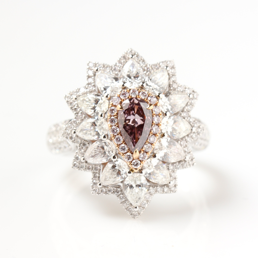 【雅紅珠寶】GIA-0.51ct-Fancy Brownish Purplish Pink-粉棕紫水滴彩鑽戒指