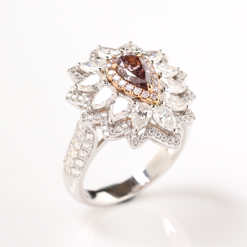 【雅紅珠寶】GIA-0.51ct-Fancy Brownish Purplish Pink-粉棕紫水滴彩鑽戒指