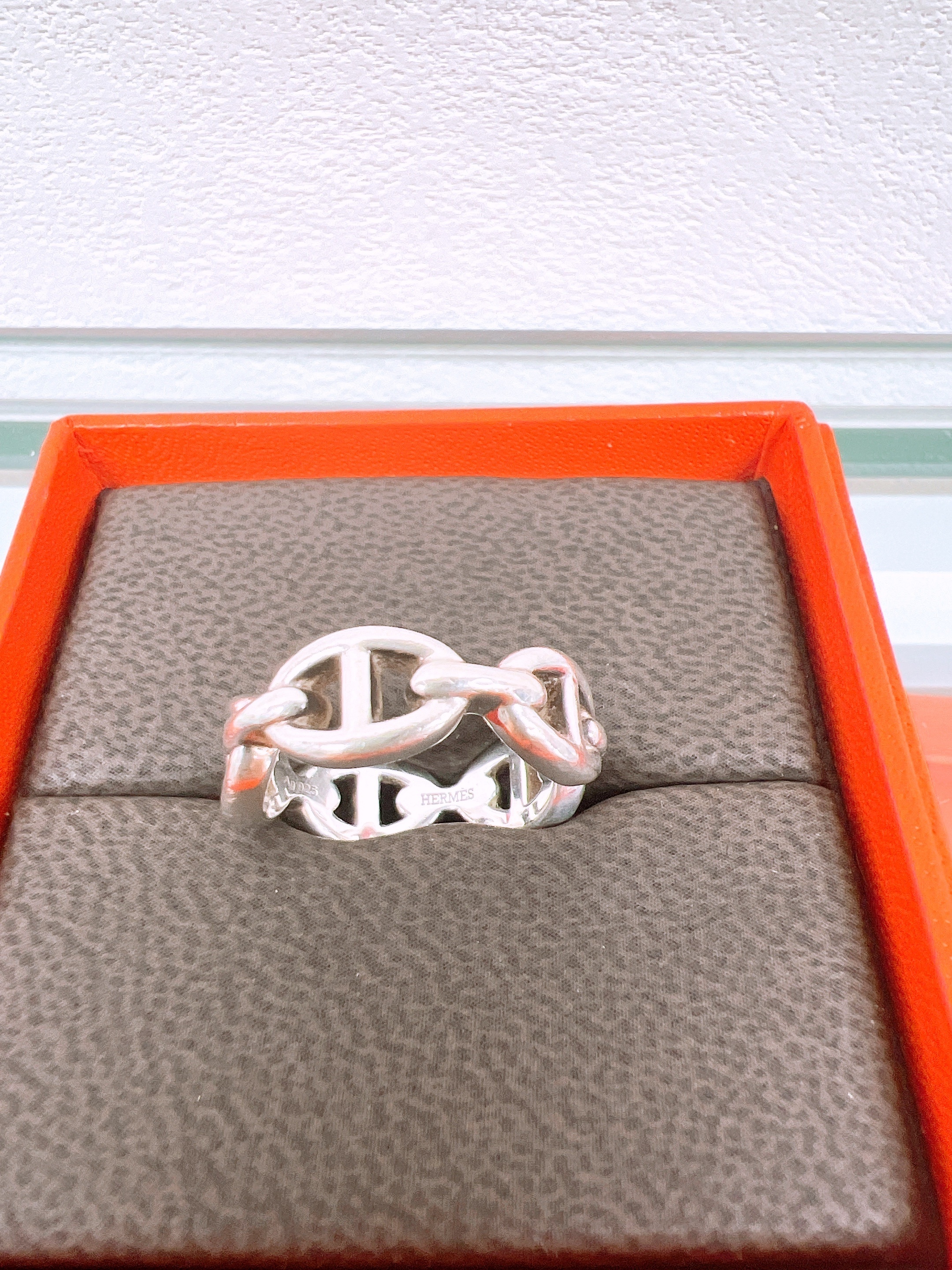 (size 53) Hermes chaine d’ancre enchainee silver ring 豬鼻戒指