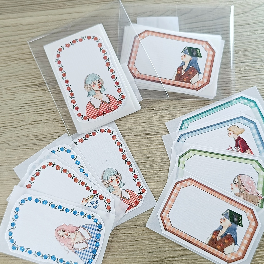 甜蜜生活．八角標籤貼紙 花朵框/格紋框 兩款